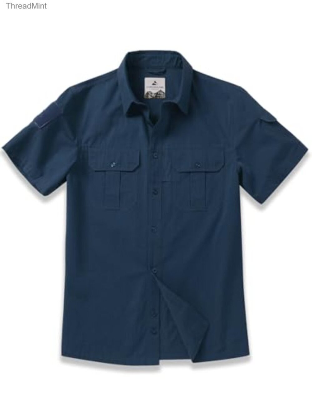 Tactical Short Sleeve Cotton Work Shirt Chest Pockets Regular Fit